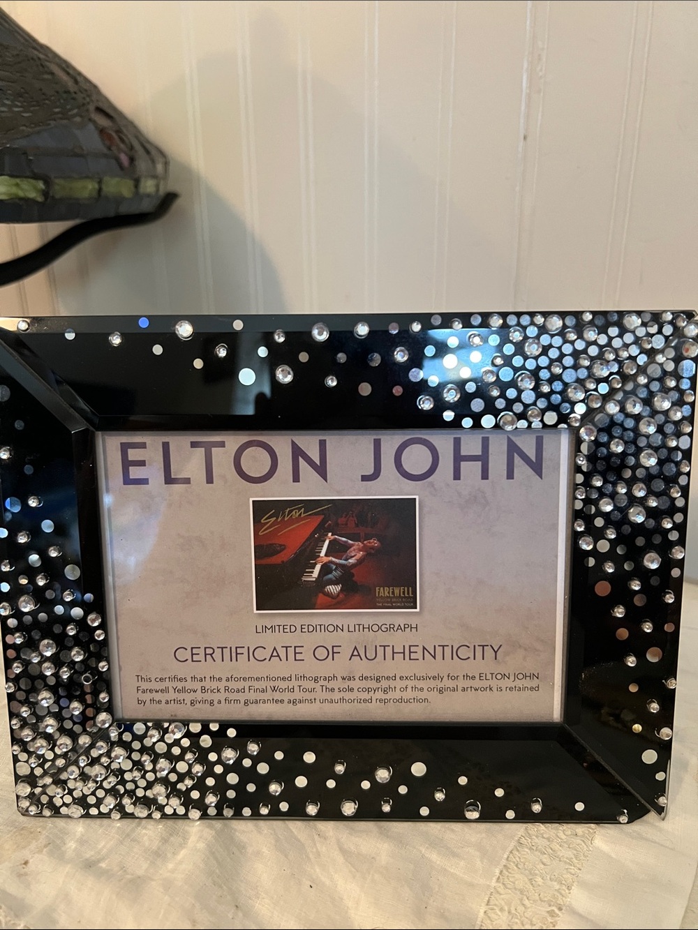 COA for Elton John VIP Lithograph Poster Farewell Yellow Brick Road Final Tour